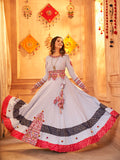 Myra Sky Viscose Rayon Embroidered Designer Navratri Special Lehenga | Grocsy