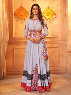Myra Sky Viscose Rayon Embroidered Designer Navratri Special Lehenga | Grocsy
