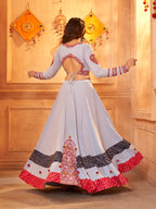 Myra Sky Viscose Rayon Embroidered Designer Navratri Special Lehenga | Grocsy
