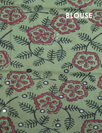 Pista Mix Colour Block Print With Mirron Embroidered Pure Mulmul Cotton Saree By Gayathri Reddy Designer Studio | Grocsy