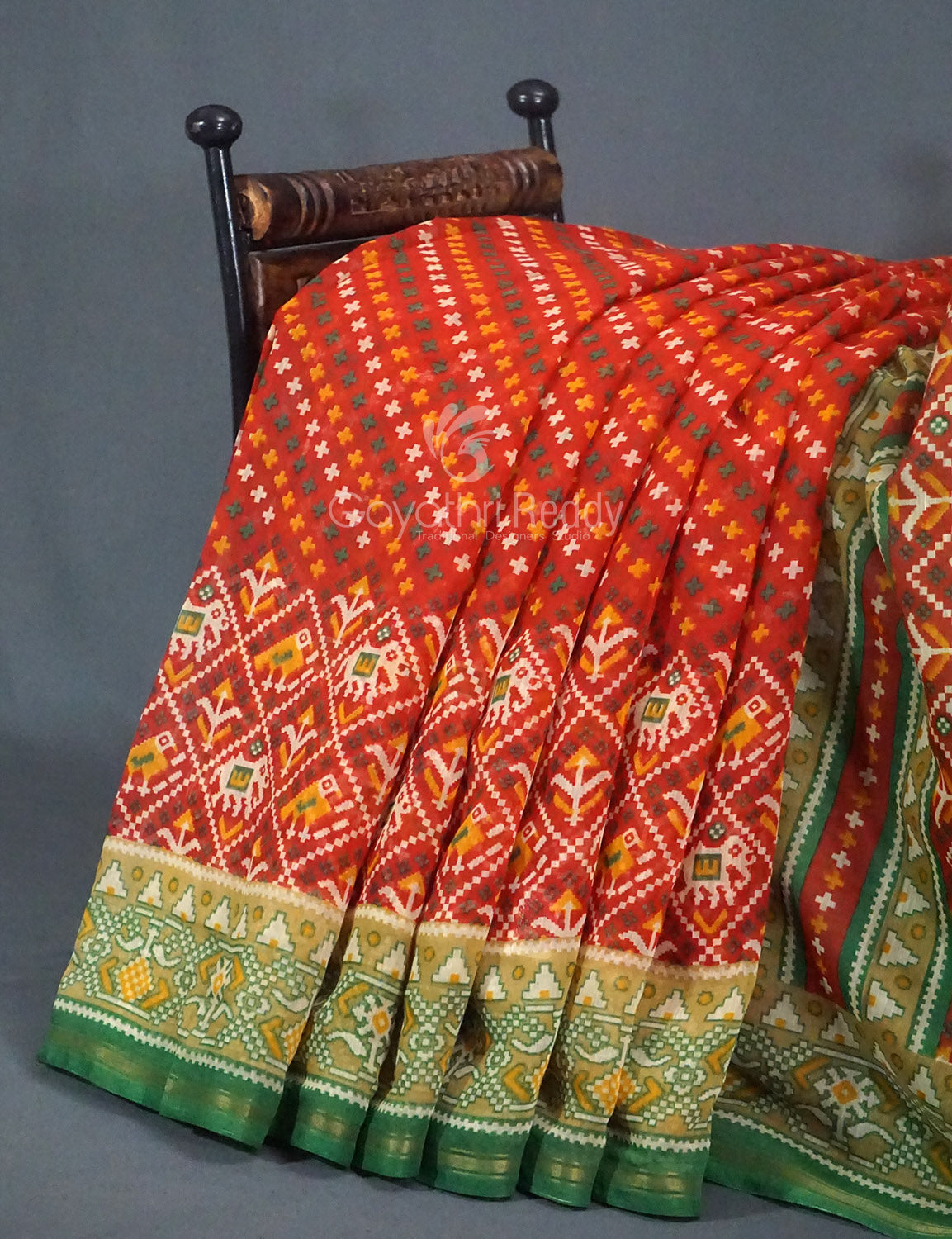 Shades of Orange Bandhni Design Semi Chanderi Saree By Gayathri Reddy Designer Studio | Grocsy