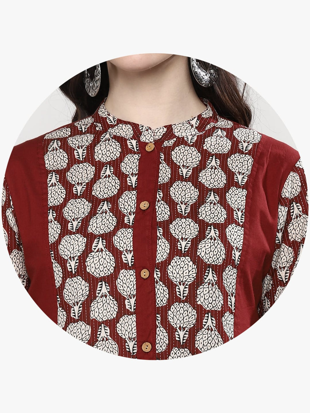 Sangria Women Maroon & Beige Printed Straight Kurta | Grocsy