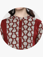 Sangria Women Maroon & Beige Printed Straight Kurta | Grocsy