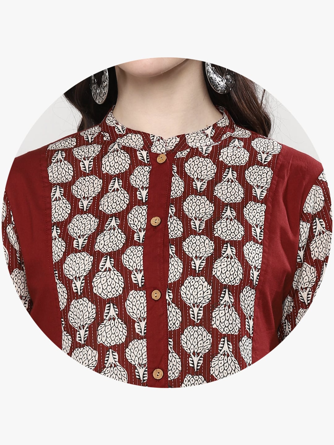 Sangria Women Maroon & Beige Printed Straight Kurta | Grocsy