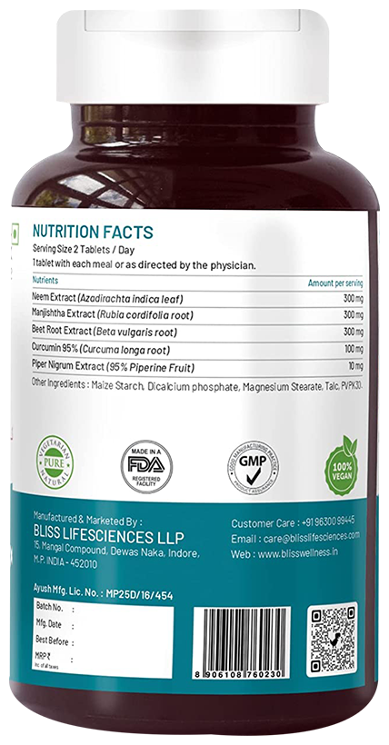 Bliss Welness Blood Detox Veg Tablet | Grocsy