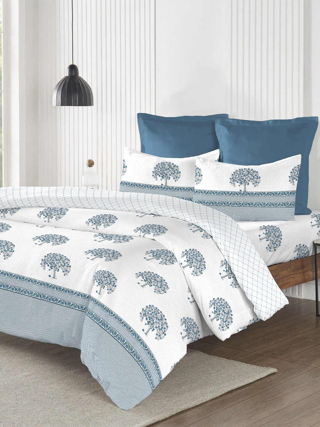 MYTRIDENT Road To Jaipur Purple Printed Cotton 210 TC King Bedsheet with 2 Pillow Covers | Grocsy