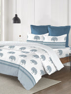 MYTRIDENT Road To Jaipur Purple Printed Cotton 210 TC King Bedsheet with 2 Pillow Covers | Grocsy