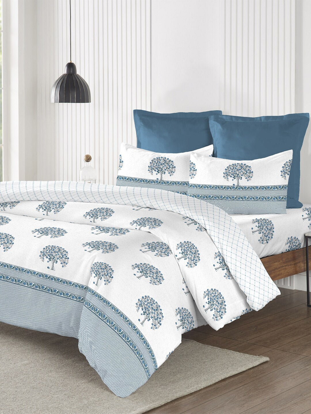 MYTRIDENT Road To Jaipur Purple Printed Cotton 210 TC King Bedsheet with 2 Pillow Covers | Grocsy