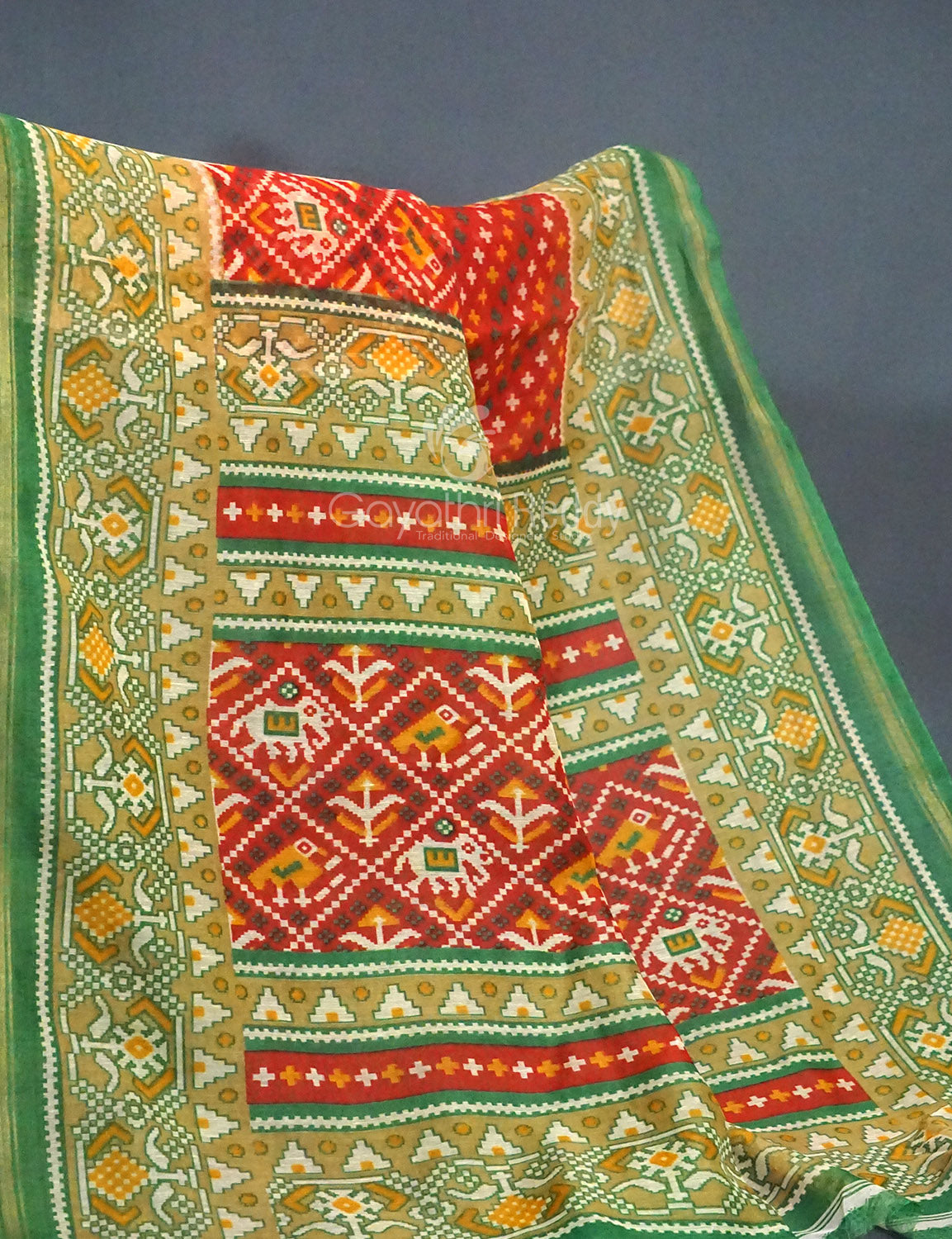 Shades of Orange Bandhni Design Semi Chanderi Saree By Gayathri Reddy Designer Studio | Grocsy