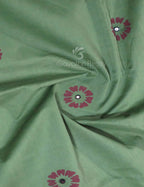 Pista Mix Colour Block Print With Mirron Embroidered Pure Mulmul Cotton Saree By Gayathri Reddy Designer Studio | Grocsy