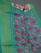 Shades of Cream And Ramagreen Blouse Patola Print Semi Chanderi Saree By Gayathri Reddy Designer Studio | Grocsy
