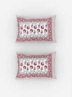 Urban Magic Pink & White Ethnic Motifs Cotton 104 TC King Bedsheet & 2 Pillow Covers | Grocsy