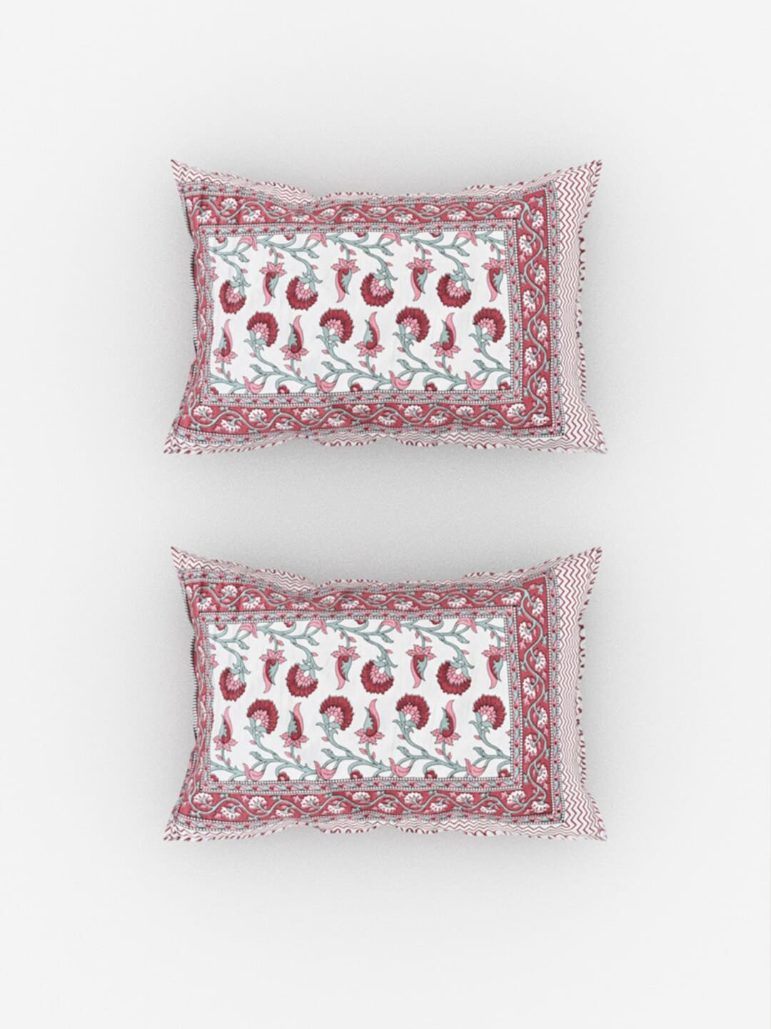 Urban Magic Pink & White Ethnic Motifs Cotton 104 TC King Bedsheet & 2 Pillow Covers | Grocsy