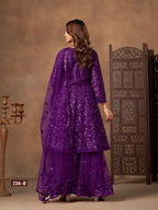 Anaita Violet Net Sharara Suit With Heavy Sequin Work | Grocsy