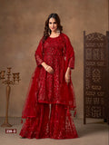 Anaita Red Net Sharara Suit With Heavy Sequin Work | Grocsy
