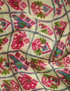 Shades of Cream And Ramagreen Blouse Patola Print Semi Chanderi Saree By Gayathri Reddy Designer Studio | Grocsy