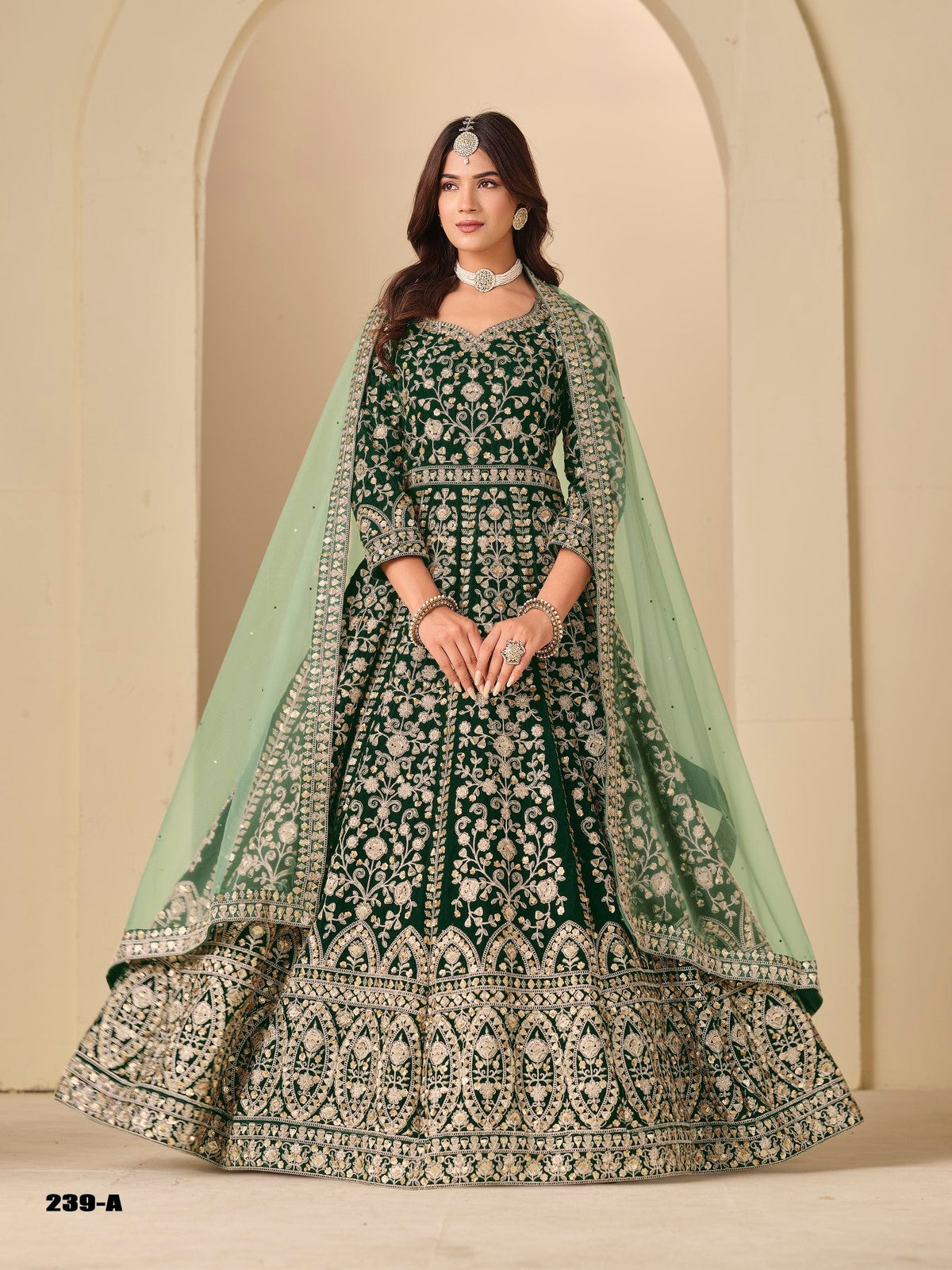 Anaita D Green Velvet Anarkali Suits With Heavy Embroidery Work | Grocsy