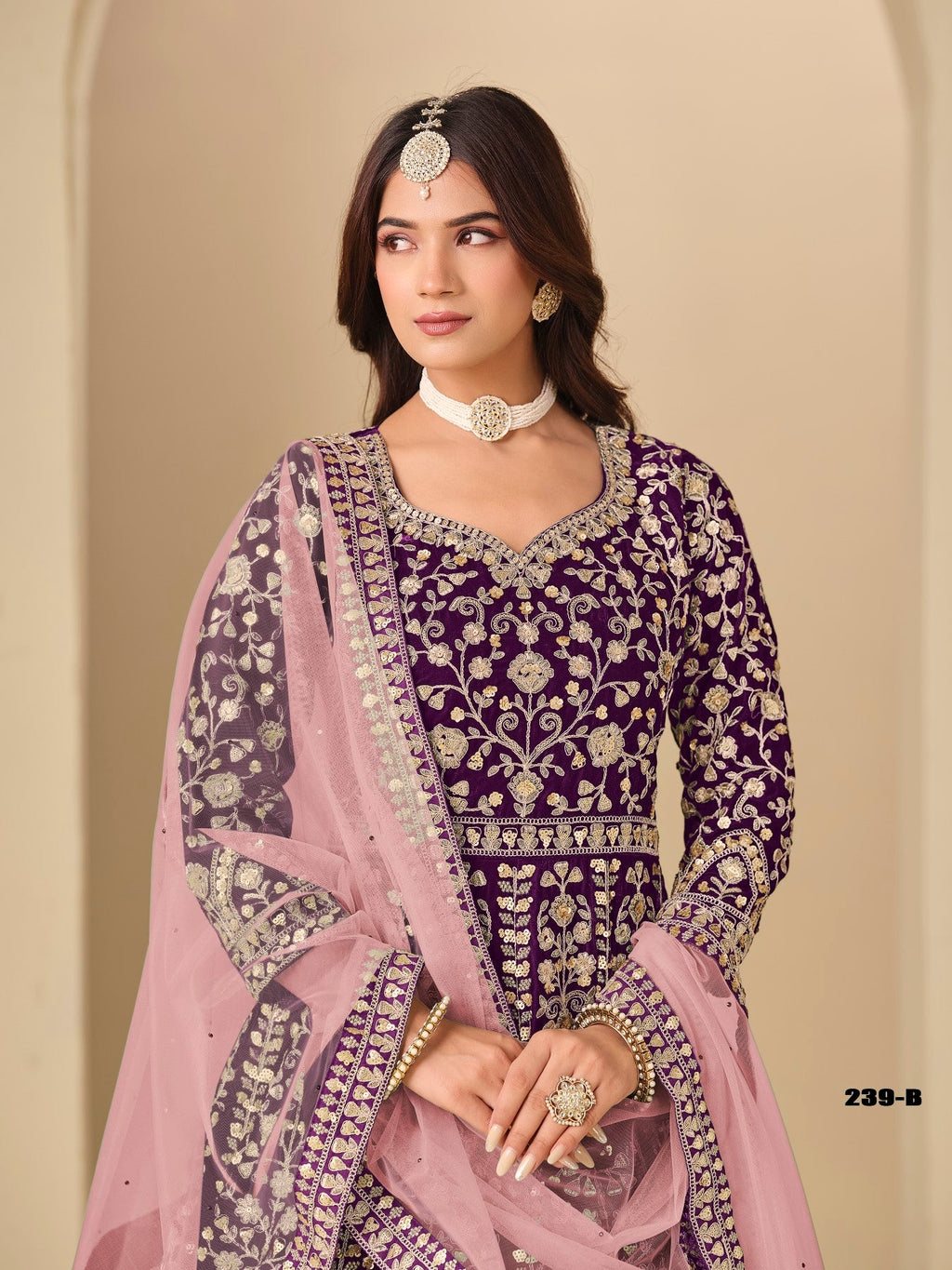 Anaita Purple Velvet Anarkali Suits With Heavy Embroidery Work | Grocsy