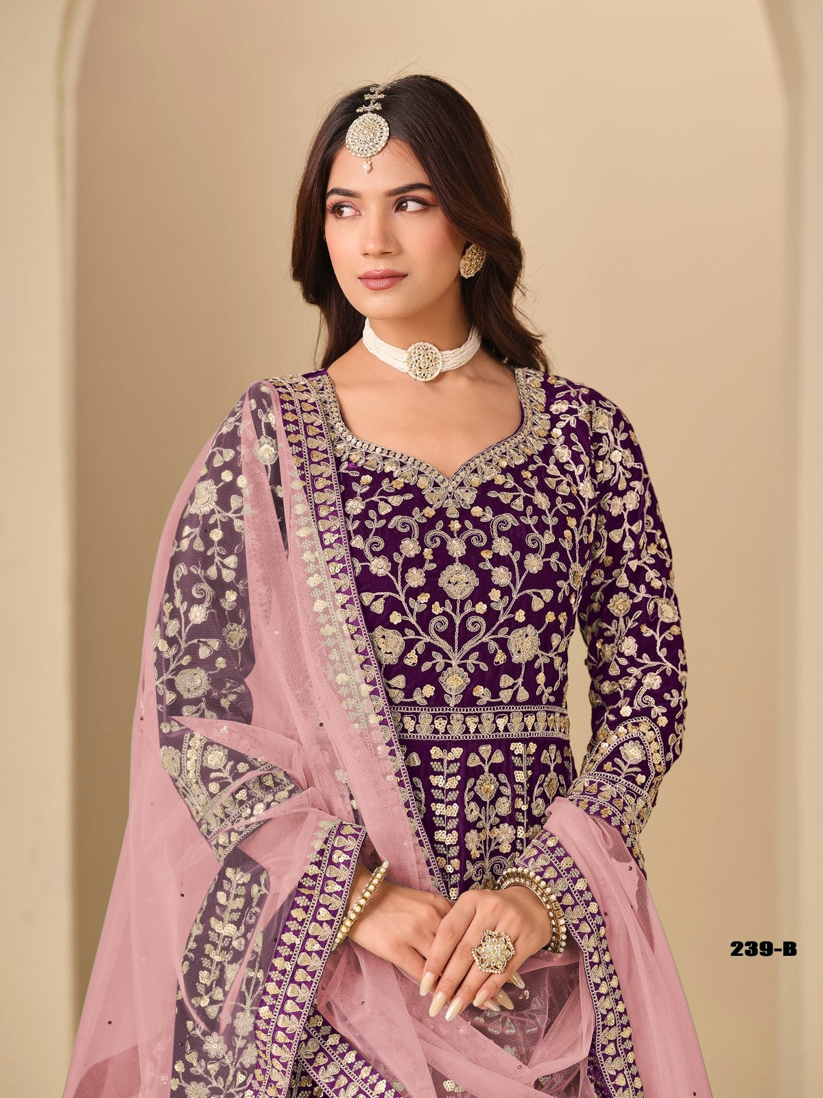 Anaita Purple Velvet Anarkali Suits With Heavy Embroidery Work | Grocsy