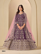 Anaita Purple Velvet Anarkali Suits With Heavy Embroidery Work | Grocsy