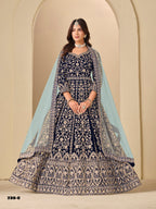 Anaita Navy Velvet Anarkali Suits With Heavy Embroidery Work | Grocsy