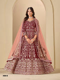 Anaita Red Velvet Anarkali Suits With Heavy Embroidery Work | Grocsy