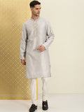 House of Pataudi Men Floral Printed Mandarin Collar Jashn Kurta | Grocsy