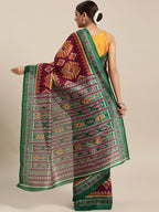 Saree Mall Magenta & Green Printed Bhagalpuri Saree | Grocsy
