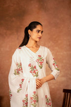 Joban Fashion Off White Pink Hand Block Printed Cotton Suit Set | Grocsy