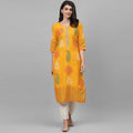Maai Rayon Hand Printed Kurta Yellow | Grocsy