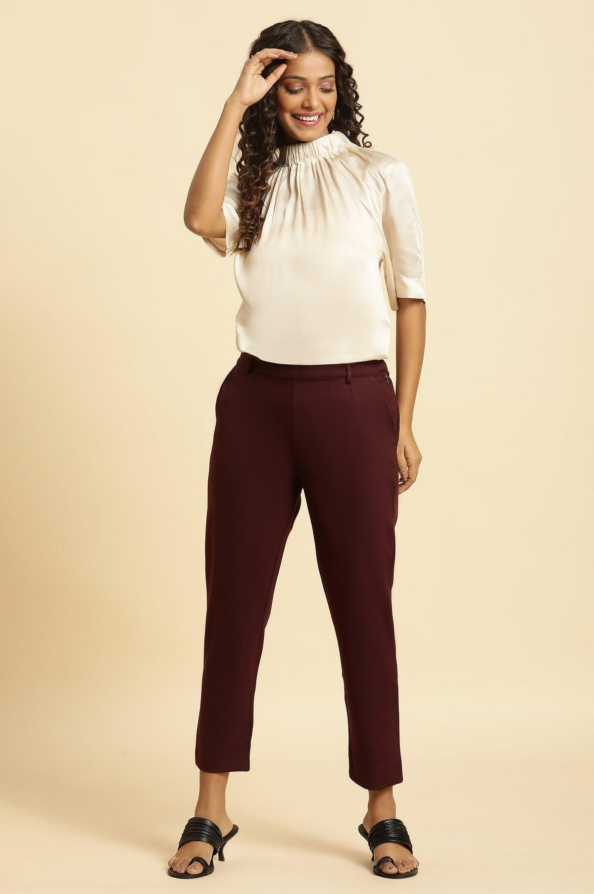 W for Woman Ecru Satin Western Top | Grocsy