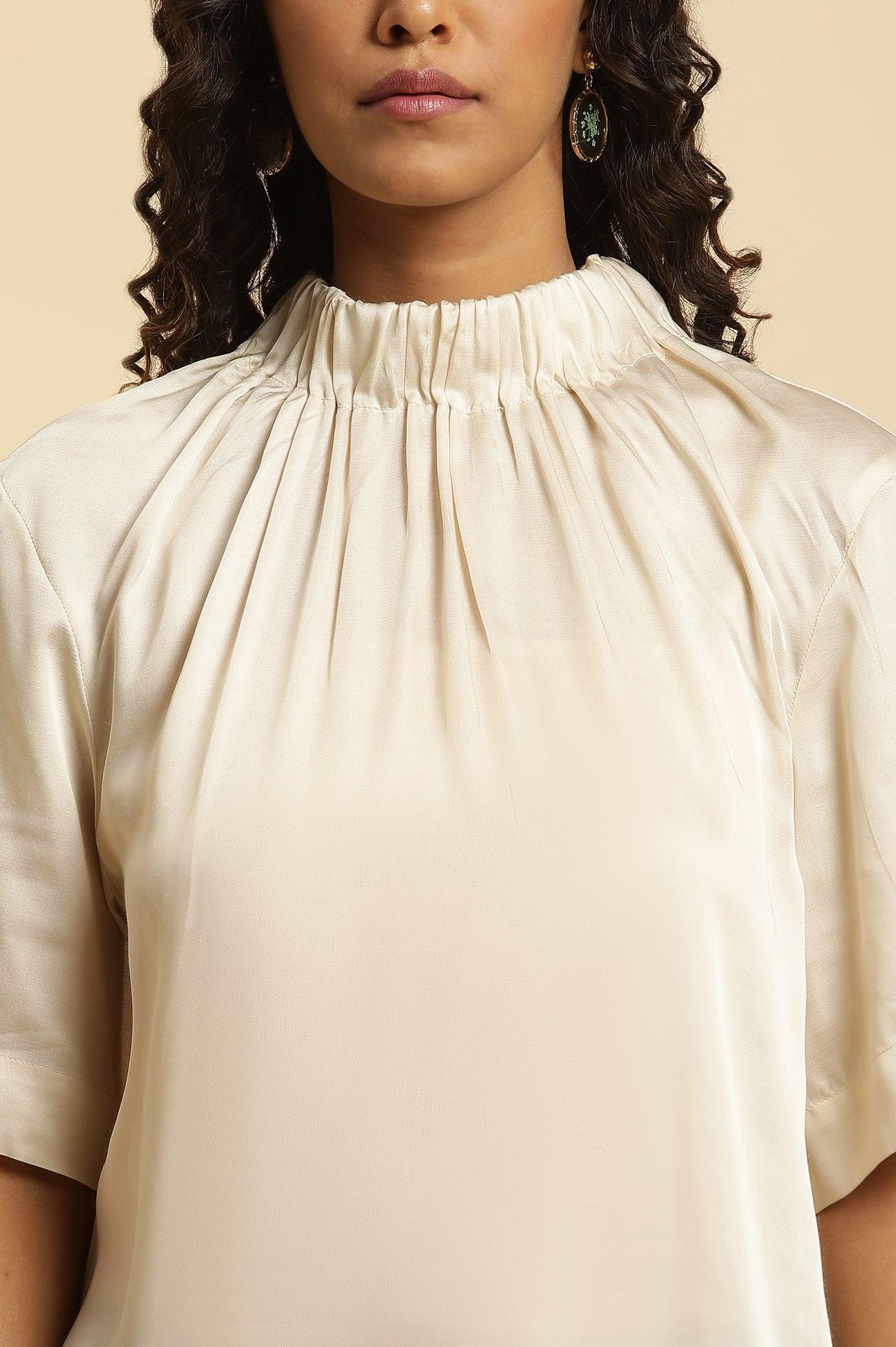 W for Woman Ecru Satin Western Top | Grocsy