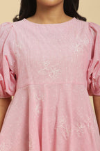 W for Woman Pink Embroidered Western Peplum Top | Grocsy