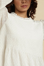 W for Woman White Socking Chiffon Swiss Dot Western Top | Grocsy