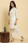 W for Woman White Embroidered Contemporary Tunic | Grocsy