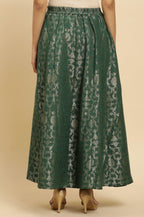W for Woman Dark Green Jacquard Flared Skirt | Grocsy