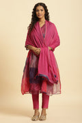 W for Woman Pink Chiffon Dupatta With Golden Mukaish Highlight | Grocsy
