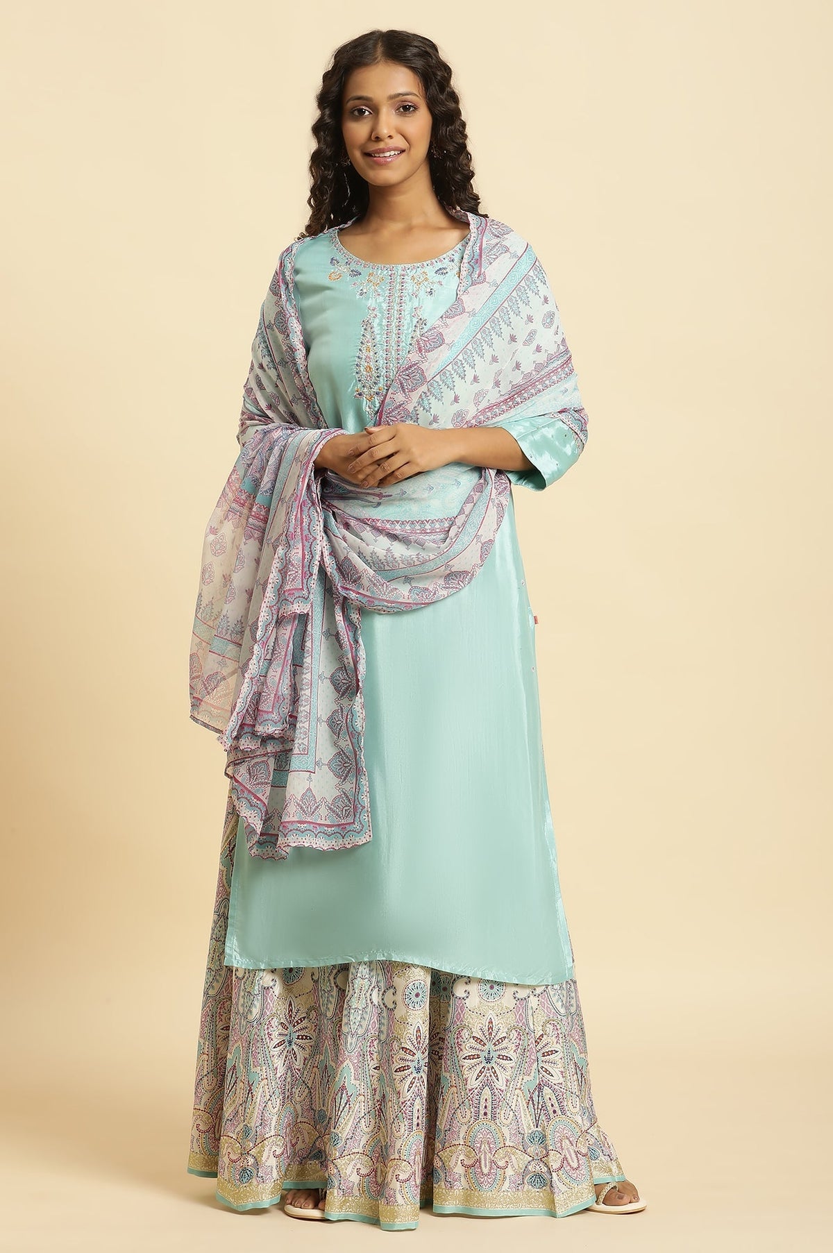 W for Woman Multi-Coloured Paisley Printed Dupatta | Grocsy