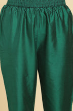 W for Woman Green Panelled Embroidered Kurta, Slim Pants And Dupatta Set | Grocsy