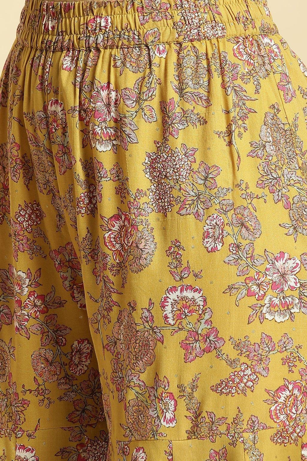 W for Woman Yellow Floral Printed Short Flared Kurta, Sharara And Dupatta Set | Grocsy