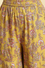 W for Woman Yellow Floral Printed Short Flared Kurta, Sharara And Dupatta Set | Grocsy