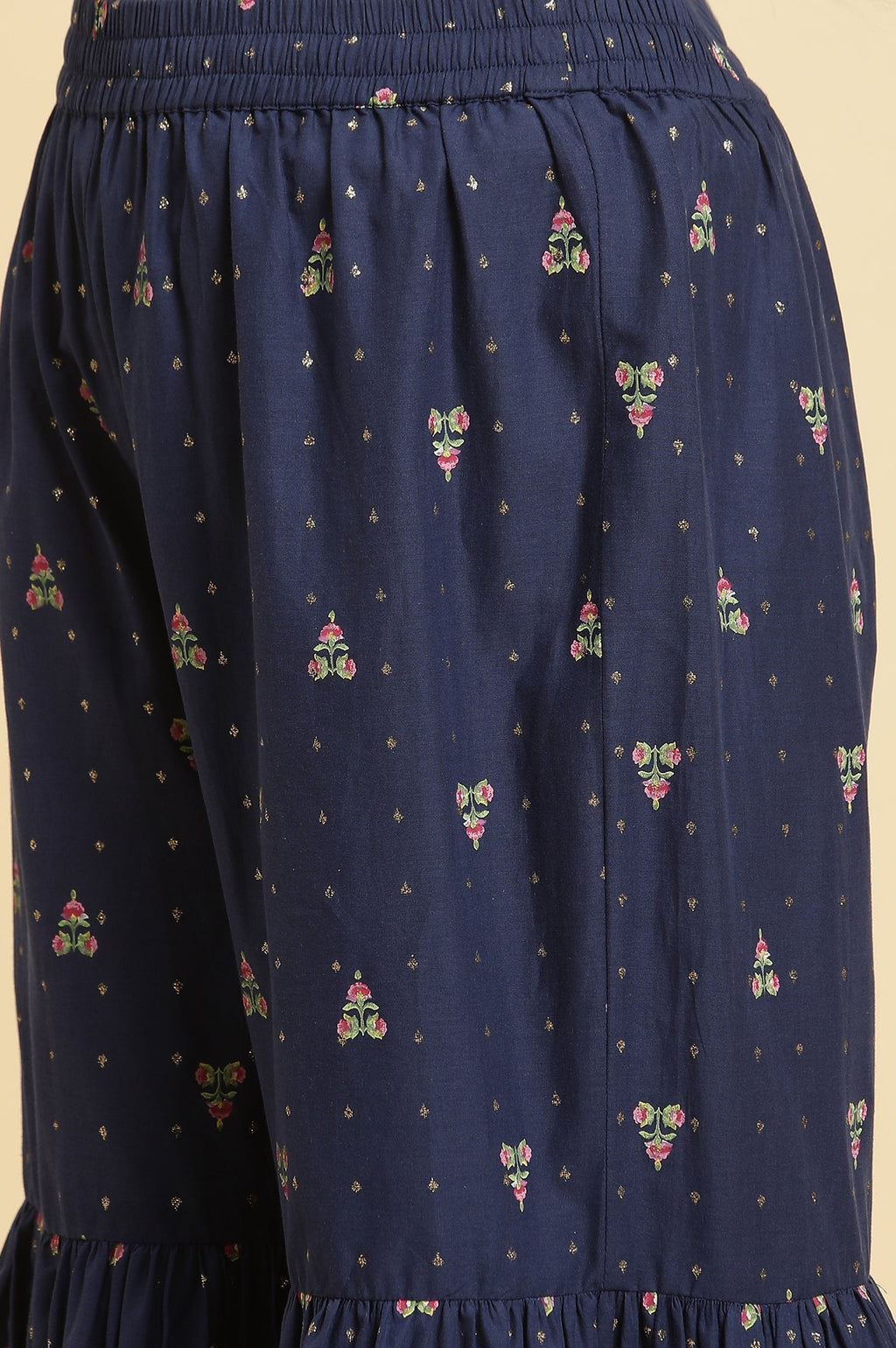 W for Woman Blue Floral Printed Kurta, Sharara And Dupatta Set | Grocsy