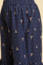 W for Woman Blue Floral Printed Kurta, Sharara And Dupatta Set | Grocsy