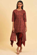 W for Woman Rosewood Red Fusion Layered Jumpsuit | Grocsy