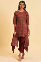 W for Woman Rosewood Red Fusion Layered Jumpsuit | Grocsy