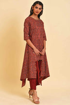 W for Woman Rosewood Red Fusion Layered Jumpsuit | Grocsy