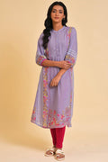 W for Woman Light Purple Placement Print Plus Size Tunic | Grocsy