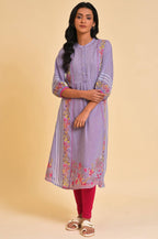 W for Woman Light Purple Placement Print Plus Size Tunic | Grocsy