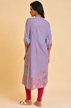 W for Woman Light Purple Placement Print Plus Size Tunic | Grocsy