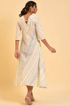 W for Woman Ecru Summer Maxi Dress With Stylized Back | Grocsy